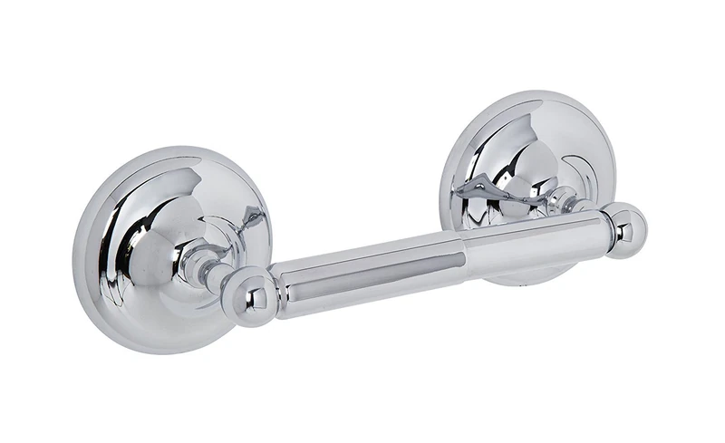 Croydex Grosvenor Spindle Solid Brass Toilet Roll Holder with Chrome Finish, Bathroom Storage Solution, Easy Fit Flexi-Fix Accessories, All Fixings Included, Screw or Glue Installation