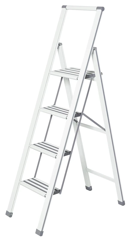 Aluminium design folding stepladder 4-step white household ladder