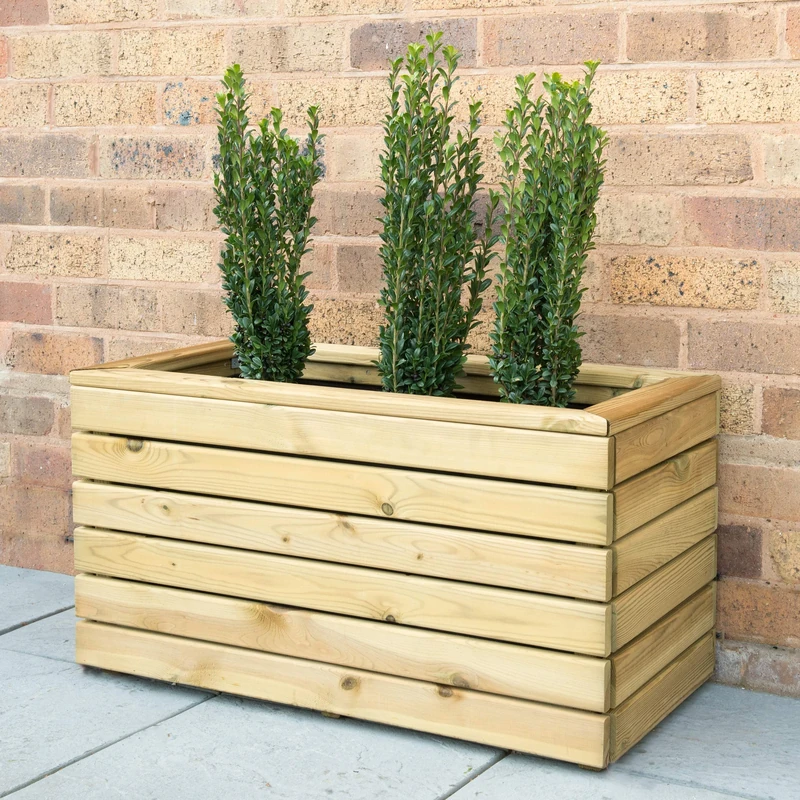 Forest Garden Linear Double Wooden Planter 80cm x 40cm