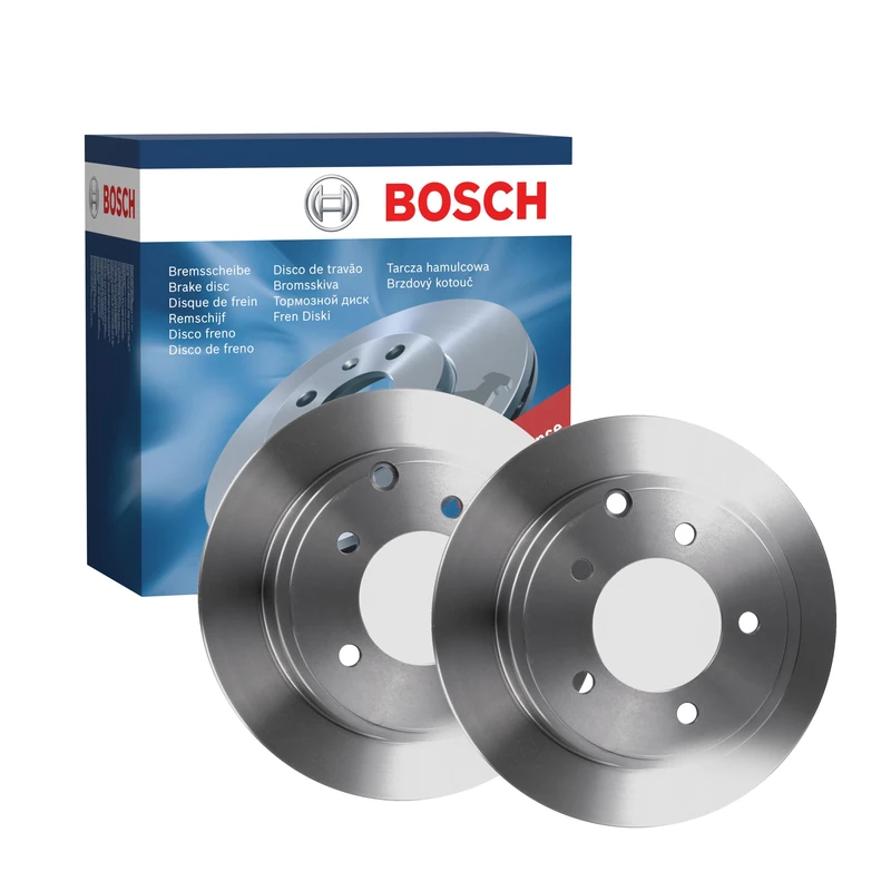 Bosch BD1726 Brake Disc Set - 262 mm Solid Discs - Rear Axle - ECE-R90 Certified - Reliable Braking, Stable Performance, Corrosion Protection - 1 Set of 2 Discs
