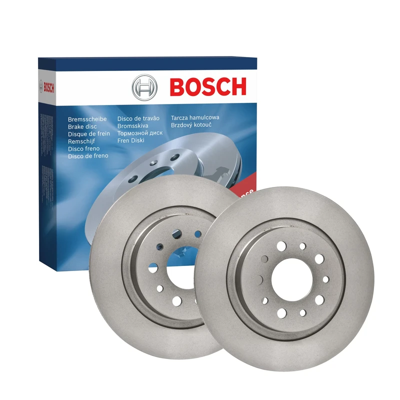 Bosch BD2419 Brake Disc Set - 264 mm Solid Discs - Rear Axle - ECE-R90 Certified - Reliable Braking, Stable Performance, Corrosion Protection - 1 Set of 2 Discs