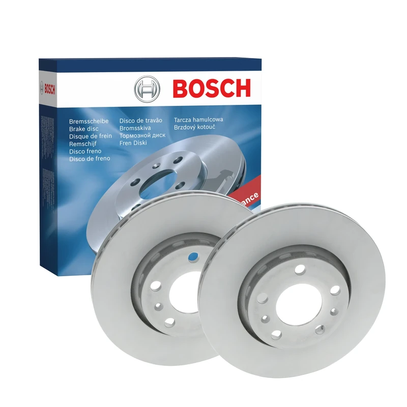 Bosch BD2410 Brake Disc Set - 280 mm Vented High-Carbon Disc - Rear Axle - ECE-R90 Certified - Great Cooling and Noise Suppression, Advanced Corrosion protected - 1 Set of 2 Discs