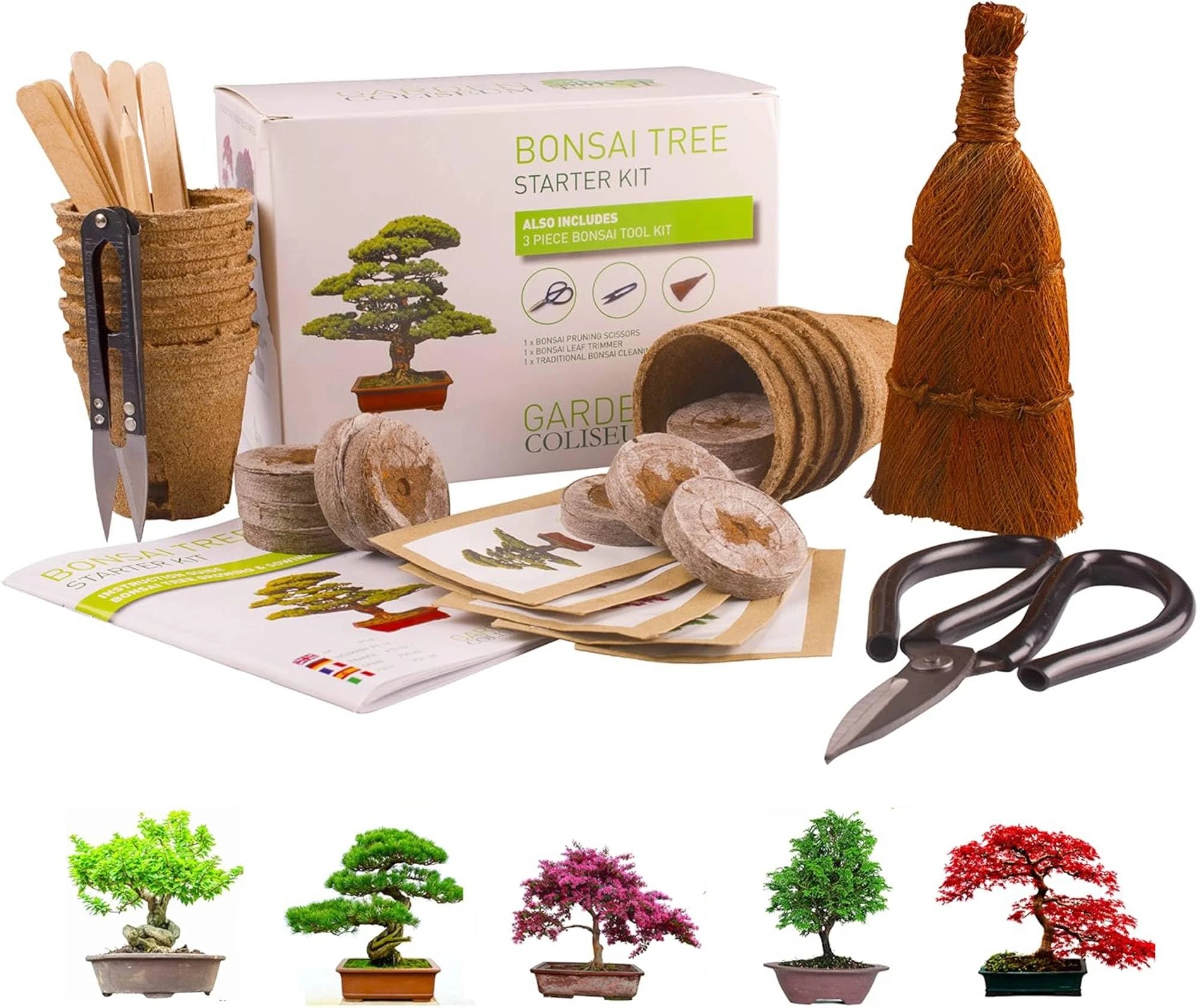 Bonsai Tree KIT - Grow Your OWN Bonsai Trees from Seeds - Sustainable ECO Gardening Gift Set + Tool KIT. 5 Seed Varieties Germination Starter KIT - Great Gift IDEA for Women & Men. Beginner-Friendly
