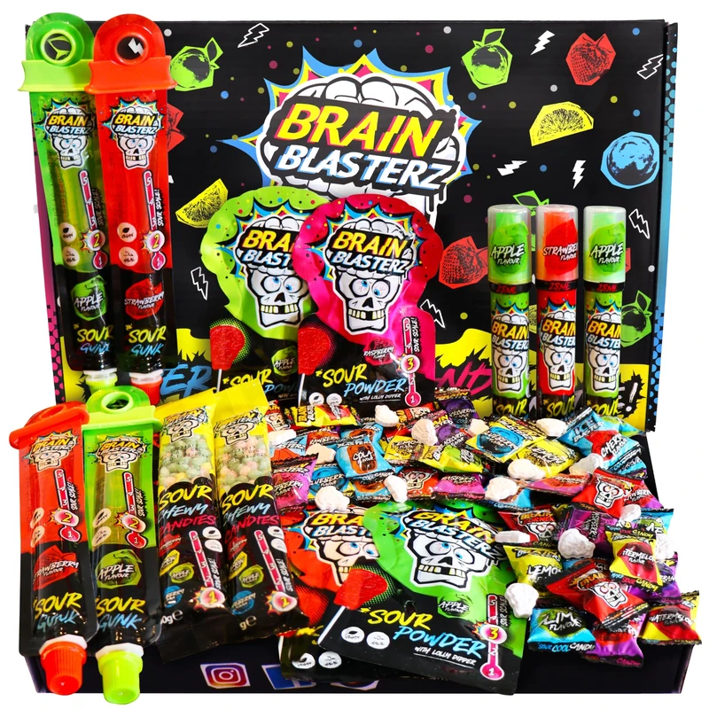 Brain Blasterz MEGA Sour Sweets Gift Box – Extreme Sour Candy Collection, 27pcs, Halal & Vegan Treats, Special Edition, Fun Gift for Mother’s Day, Birthdays & More