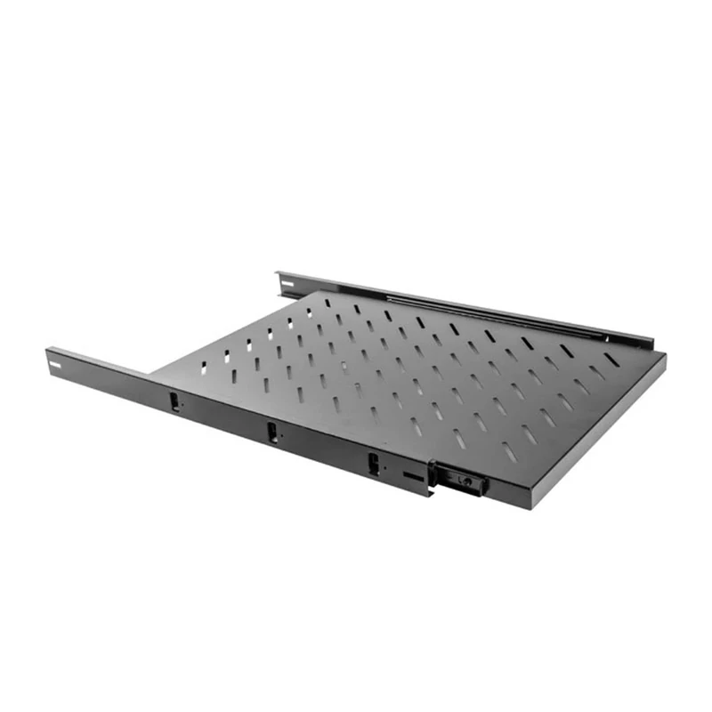 Lanberg Rack Cabinets Lanberg Fixed Sliding Shelf 19' 1U / 465 x 750mm Maximum Load 15kg Black - Image 1