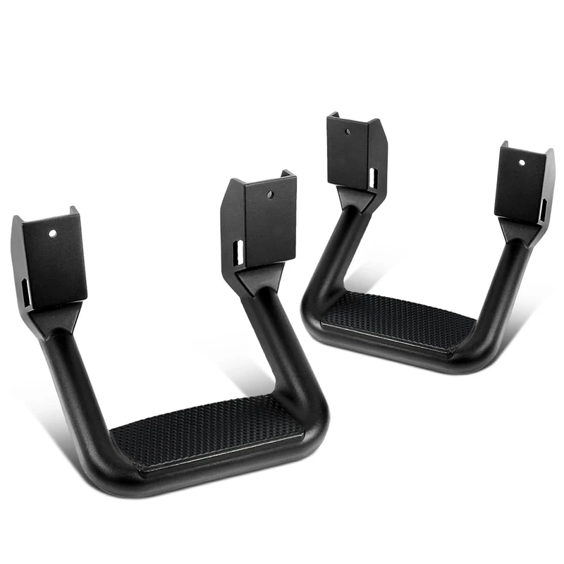 DNA Motoring SSTEP-BK Pair Black Aluminum Side Hoop Steps Compatible With Most Pickups and SUV's, 12" L x 11" W x 8" H