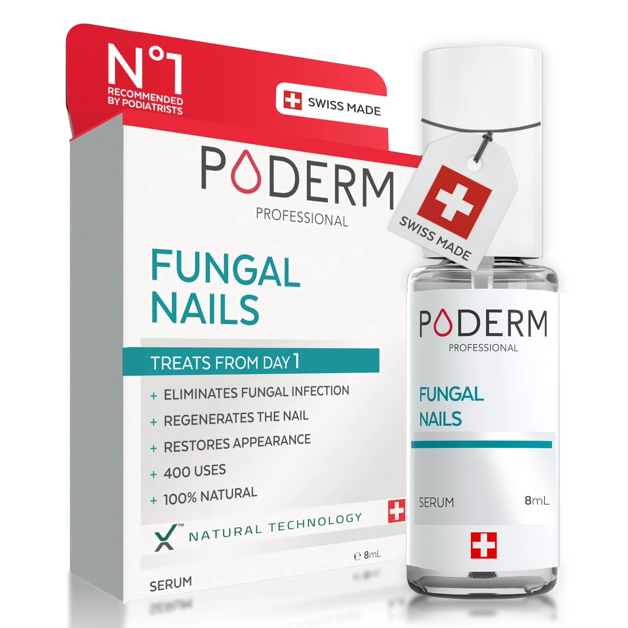 PODERM - FUNGAL NAIL TREATMENT - Nail Fungus Treatment for Toenail - Exceptional and Powerful Plants Anti-Fungal Restorative Properties - Professional Foot/Hand Treatment - Quick&Easy - Swiss Made