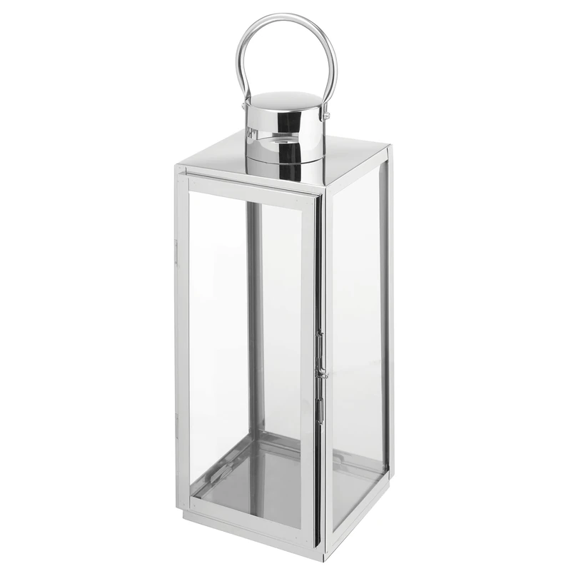 Gartenfreude 9000-1000-01 Stainless Steel Lantern – Silver, 17 x 16 x 41 cm
