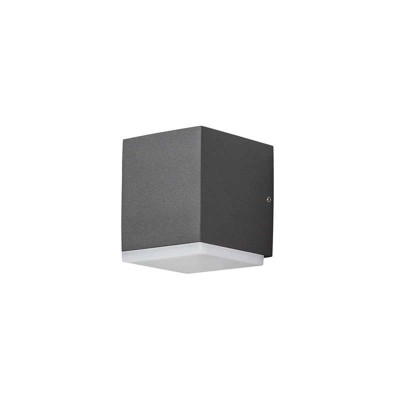 Konstsmide 7990-370 Monza Square Down Outdoor Wall Light / LED High Power 1 x 6 W LED Wall Lamp / Opal Frosted Acrylic Lens / Aluminium / IP54 / Outside Light Anthracite