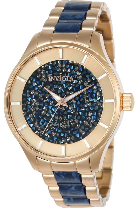 Invicta Angel 24662 Women's Watch - Waterproof - Analogue - Quartz Movement - stainless steel with blue dial - 40mm