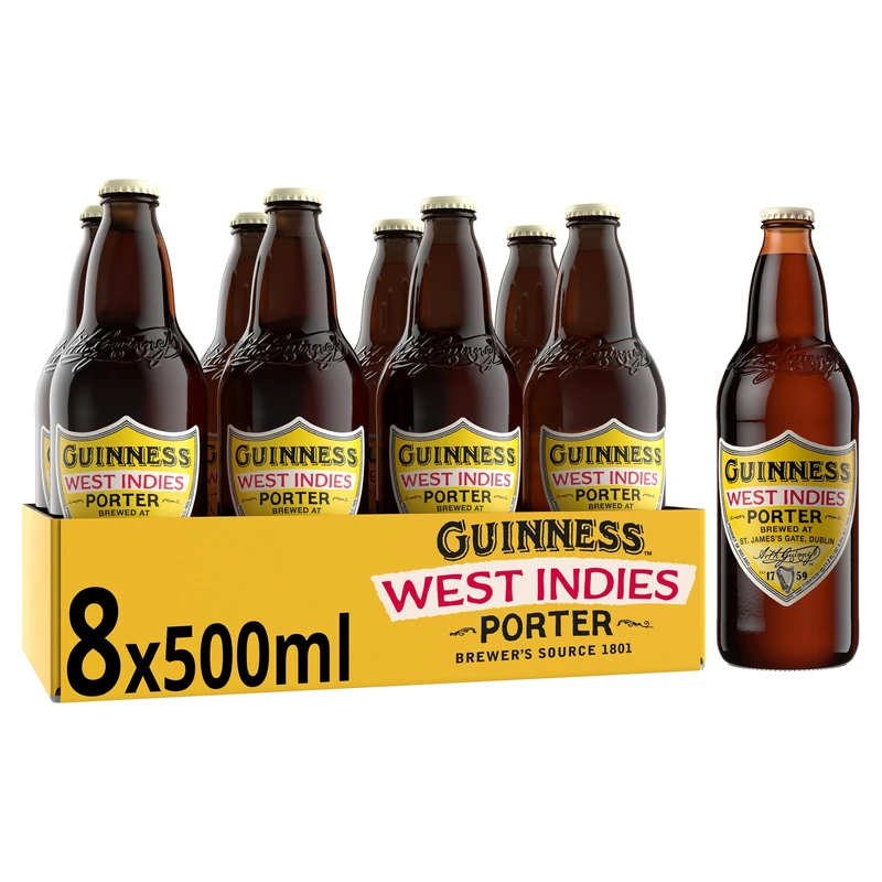 Guinness West Indies Porter Beer | 6% vol | 8 x 500ml | Mellow & Complex | Hoppy | Notes of Toffee & Chocolate | Porter with More Hops & Higher Gravity | Brewed in Ireland