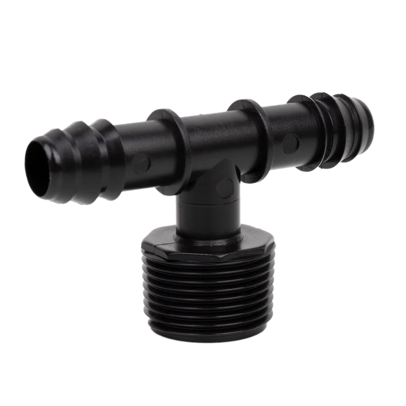 T Connector with Double Splice | Diameter 16 mm and 3/4 inch Male Thread | Must Have Irrigation Accessory for Any Drip Irrigation Installation