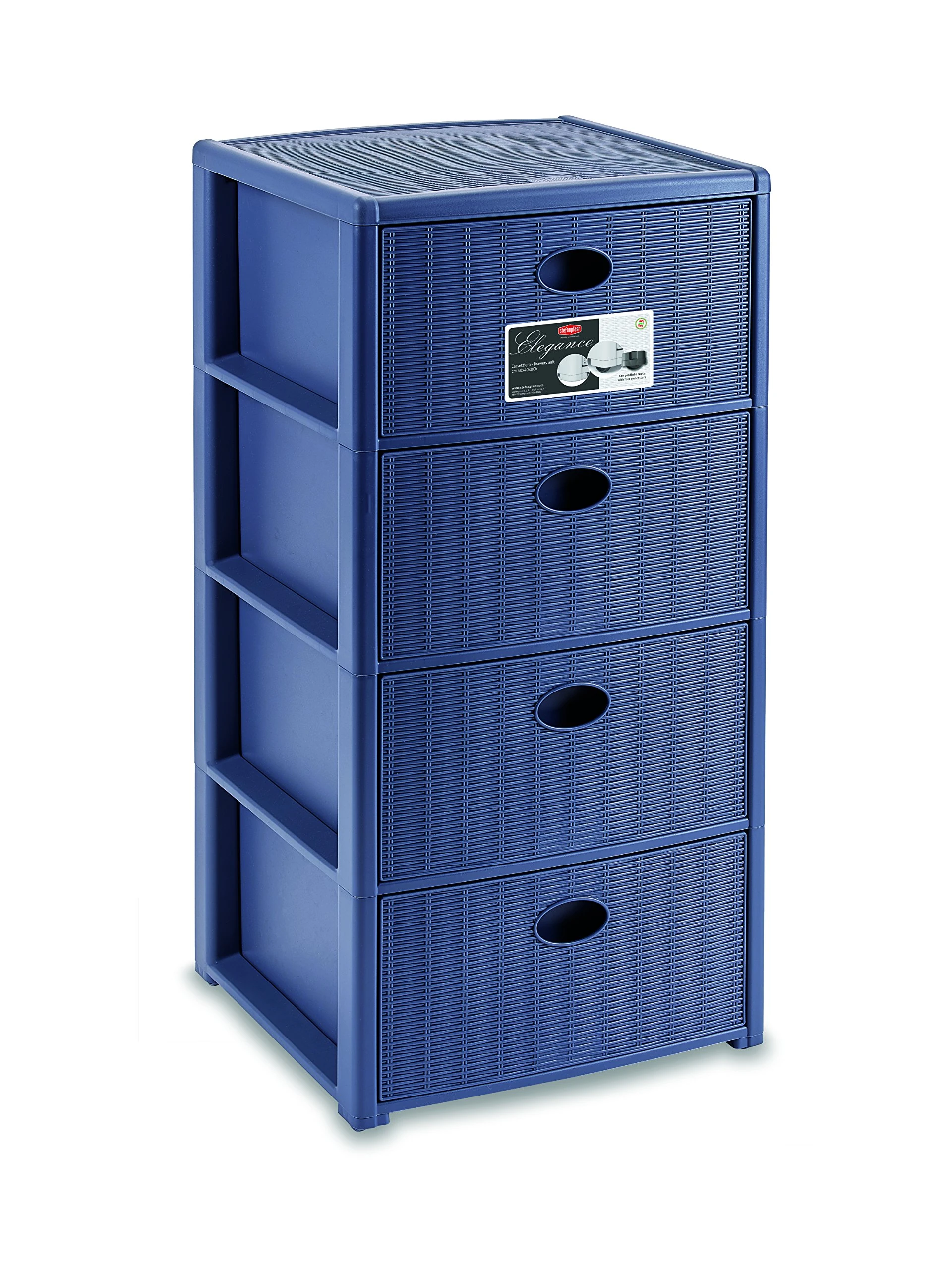 Stefanplast Elegance Drawers Unit, Navy Blue, 40 x 40 x 80 cm