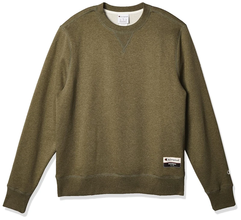 Champion Men's Authentic Originals Sueded Sweatshirt, Green Luck Heather, S