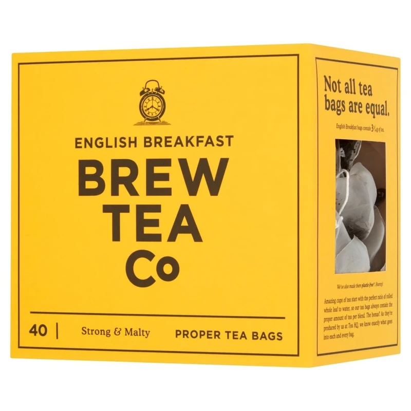 Brew Tea Co - English Breakfast Proper Tea Bags - Strong and Malty - 40 Tea Bags