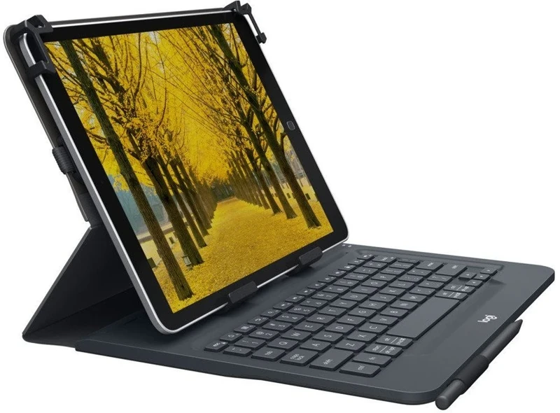 Logitech "QWERTY UK Universal Folio Case for 9-10 inch Apple/Android/Windows Tablet with Integrated Bluetooth 3.0 Keyboard