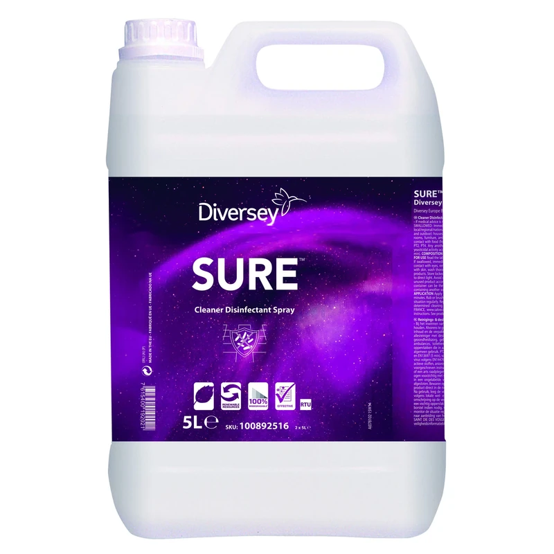 Diversey 100892516 Sure Cleaner Disinfectant Spray DISINFECTANT SPRAY, Eco-Friendly and 100% biodegradable – 5 Litre - Image 1