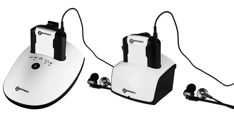 Geemarc CL7350 Duo 2 Handsets - Enhanced Radio Television Headphones with Microphone and Optical Connection (up to 125 dB) - Sound and Balance Control