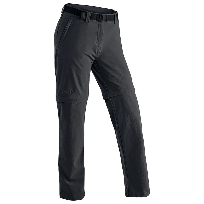 maier sports NATA 2, Women's Hiking Trousers, Water-Repellent Outdoor Trousers for Trekking and Hiking, Handy Zip-Off Function, PFC-Free, mSTRETCH pro 4 & Dryprotec Black
