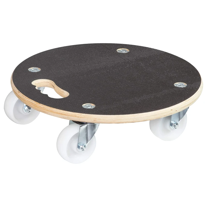 WAGNER design yourself moving dolly MM 1108 I (Ø) 38 x (H) 11 cm - for heavy boxes, appliances & furniture I Ergo handle I non-slip surface I FSC-certified I load capacity 250 kg - 20110801, Brown