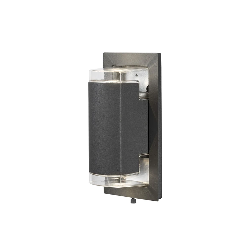 Konstsmide Outdoor Wall Light Mains Powered/Potenza Easy Fit Up Down Modern Lantern/2 x 6 W Max GU10 (Not Included) Lamp/Clear Acrylic/Aluminium/IP54/Outside Light Anthracite