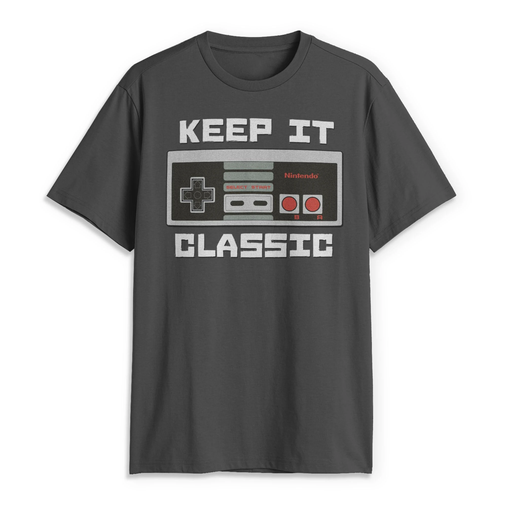 Nintendo Men's Keep It Classic T-Shirt, Charcoal, 3XL