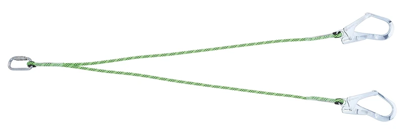 Miller ø11 mm Kernmantel Forked Restrained Lanyard 1M With Light Green Rope With Black Stripes, Highly Visible Stiches, Polyester Sheath, Polyamide Core, 1032351 (1 Piece) - Image 1