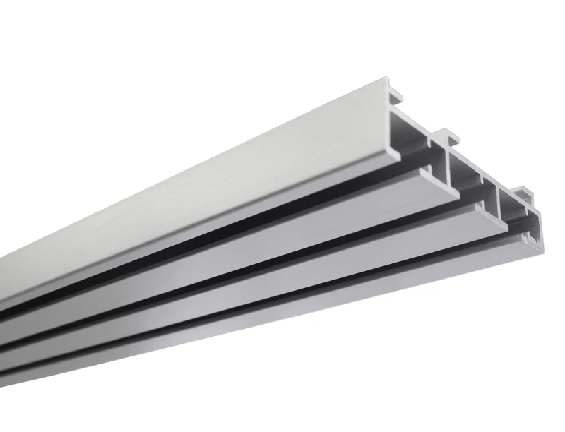 GARDINIA Panel Curtain Rail 3-Track Curtain Rail for Wall or Ceiling Mounting, For Sliding Curtains, Atlanta Series, Aluminium, 160 cm, Silver
