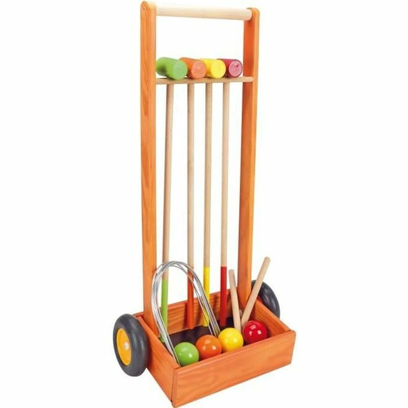 Jeujura JeujuraJ8602 Wooden Croquet Game for 4 Players with Trolley