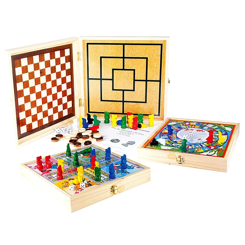Jeujura J11855 100-Piece Board Game in Wooden Box