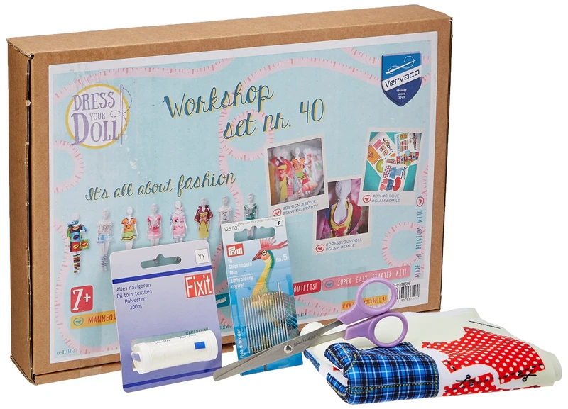 Vervaco Number 40 Dress Your Doll Outfit Making Set, Multi-Colour - Image 1