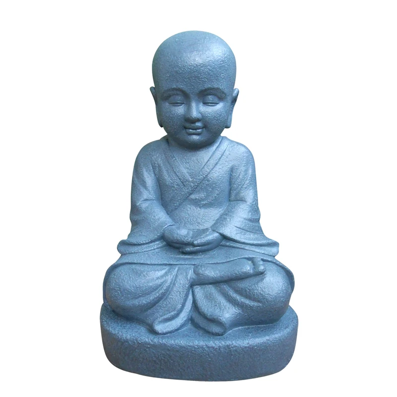 HOMEA 5dej1204 Concrete Statue Art Monk RCMP Weapon Fibreglass Grey 29.5 x 27.5 x 46 cm - Image 1