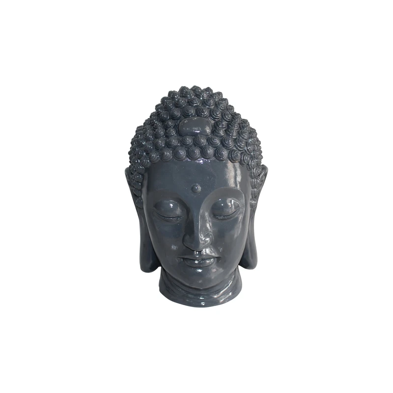 Douceur d'Intérieur Buddha Head Statue, Magnesia, Grey, 23.5 x 22.5 x 34 cm