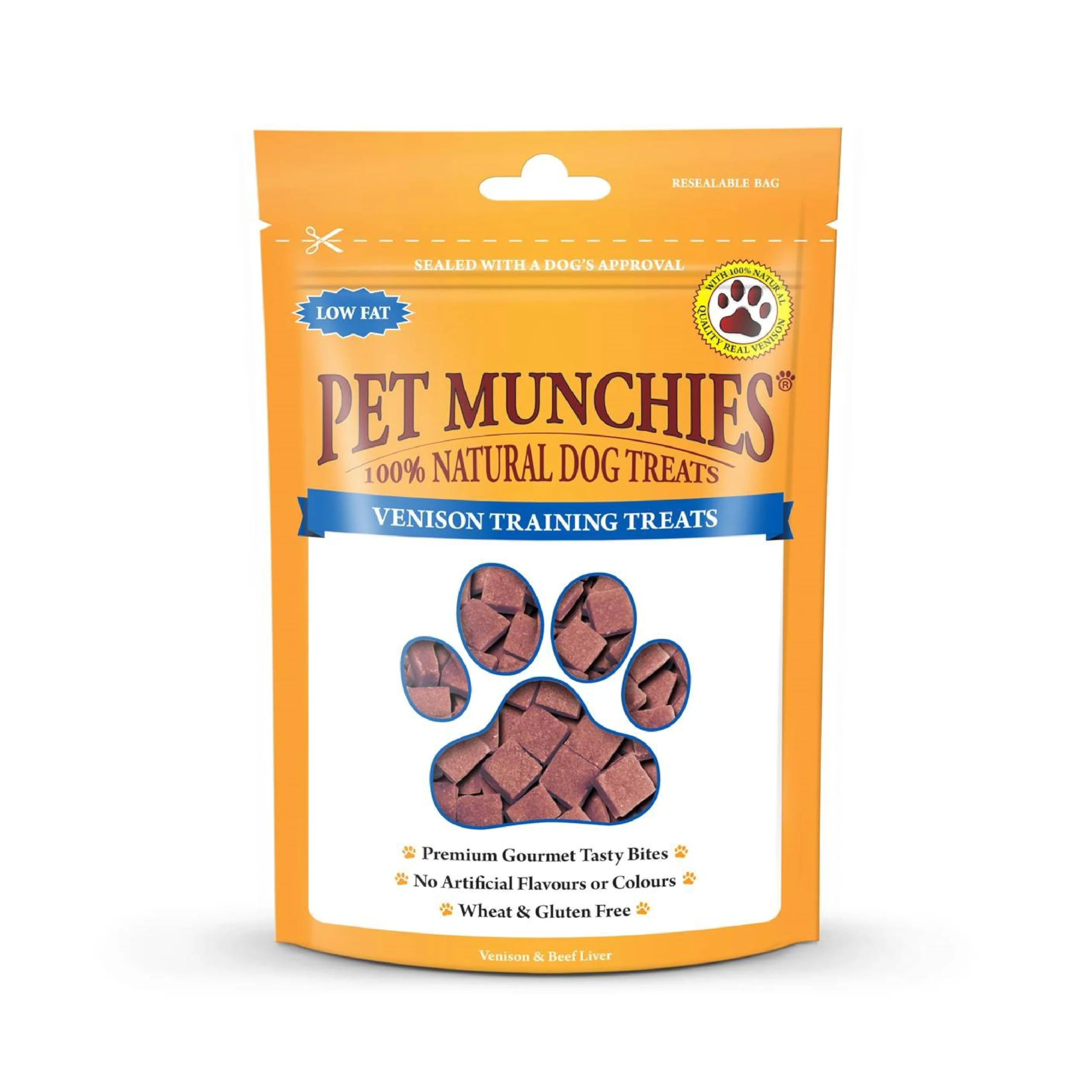 Pet Munchies Venison & Beef Liver Dog Training Treats, Grain Free Tasty Bites with Natural Real Meat, Low in Fat 50g (Pack of 8)