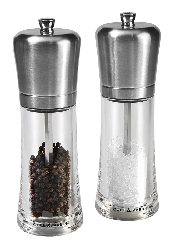 Cole & Mason H307498P Sandown Salt and Pepper Mills, Precision+, Stainless Steel/Acrylic, 180 mm, Gift Set, Includes 2 x Salt and Pepper Grinders - Image 1