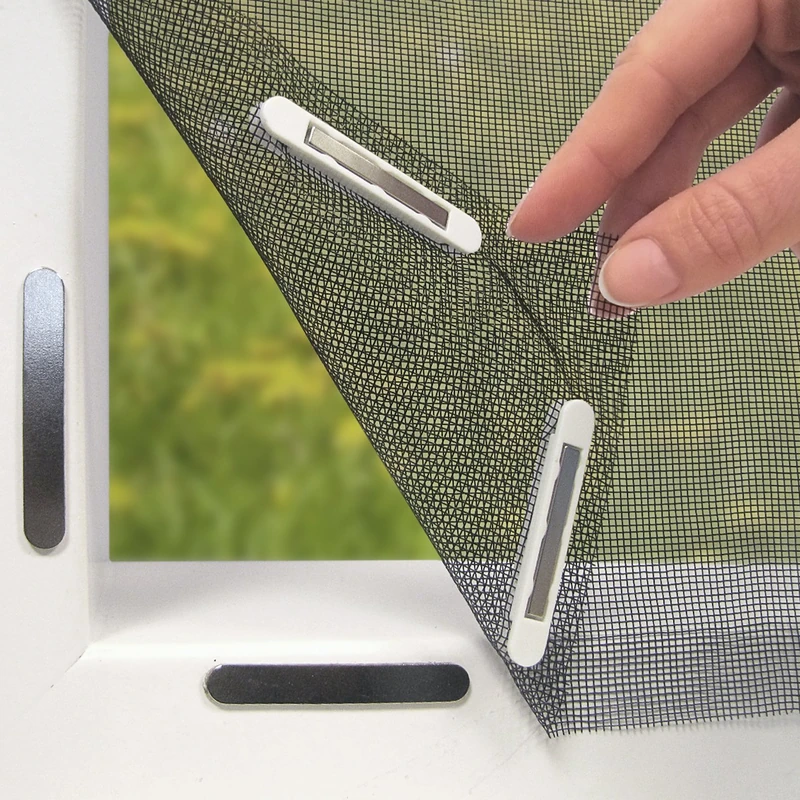 EASYmaxx Fly Screen for Windows with Magic Click | Mosquito net can be Individually Cut to Size for All Windows up to 150x130 cm | Easy Installation with 12 Magnets - no Drilling or screwing [Black]