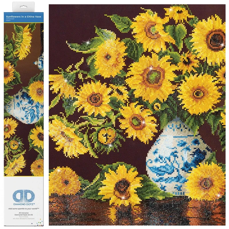 Diamond Dotz Painting Kit. Sunflowers in a China Vase, Assorted, 71.12x 55.9Cm
