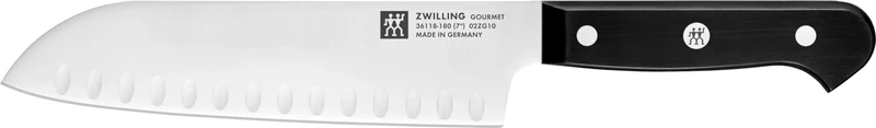 ZWILLING Gourmet Santoku Knife, 18 cm, Special Stainless Steel, Ergonomic Plastic Handle, Black - Made in Germany