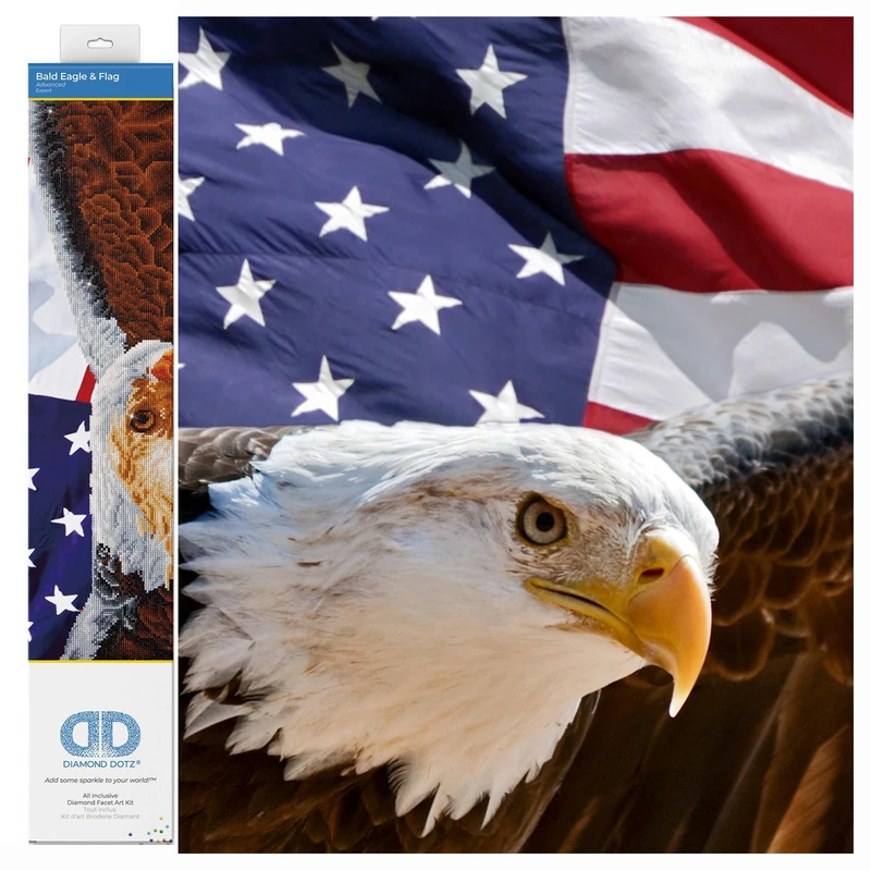 Diamond Dotz Painting Kit: Bald Eagle and Flag