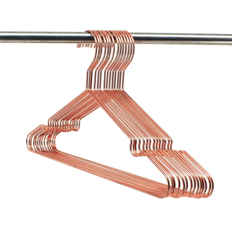 Koobay 16.5" Rose Gold Copper Clothes Hangers - 60 Pack,Heavy Duty Strong Metal Hanger for Storage Display Sling Organization of Coat Shirts Dresses Jacket Elegant Standard Suit Accessory