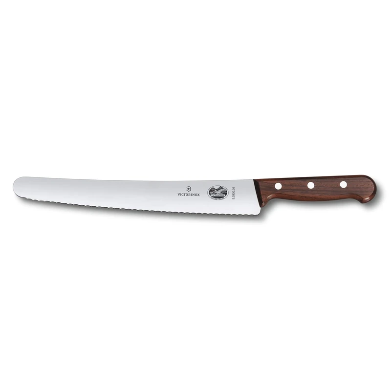 Victorinox Wood Bread and pastry knife, Wavy edge, Extra Sharp, Stainless Steel, Blade, 26 cm, Wood Handle, Brown