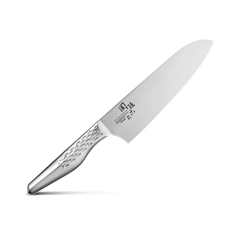 KAI Seki Magoroku Shoso Santoku 16.5 cm Blade Length - 5CR15MoV Stainless Steel 56 (±1) HRC - Convex Grind - 18-8 Stainless Steel Handle with Diamond Pattern - Japanese Chef Knife - Made in Japan