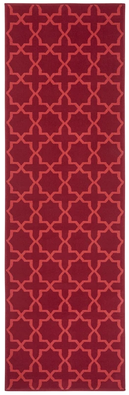 Hanse Home Glam Rug Runner 80 x 400 cm - Soft Short Pile Rug Geometric Design Runner for Hallway, Bedroom, Children's Room, Bathroom, Living Room, Kitchen, Decorative Runner - Red