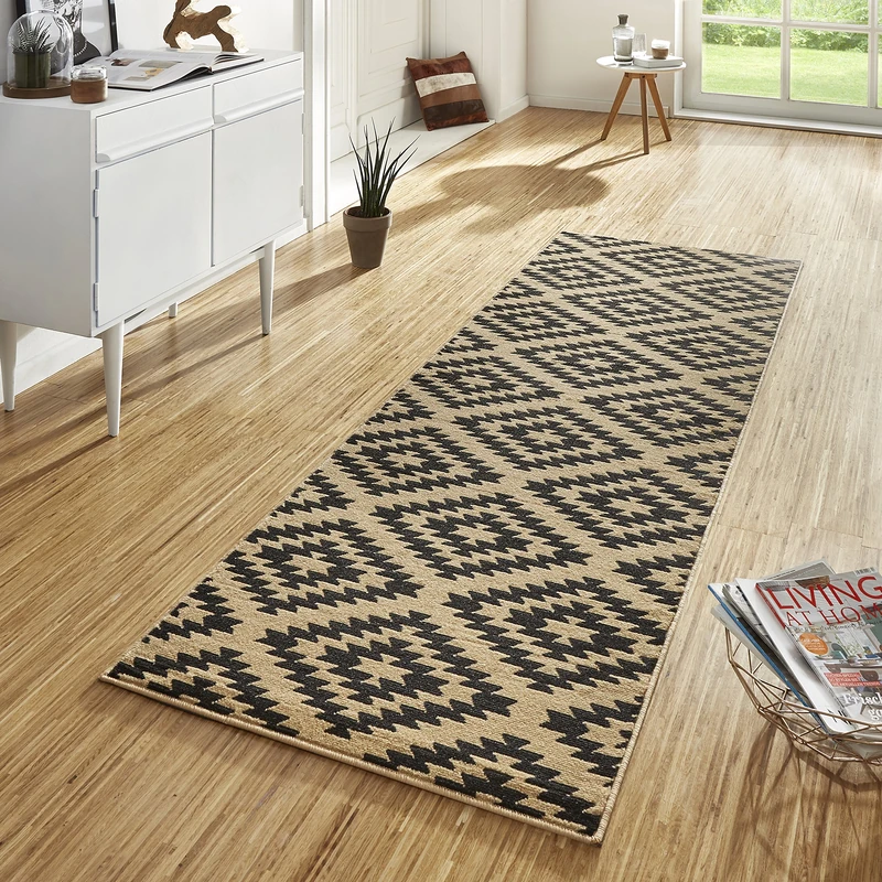 Hanse Home Nordic Rug Runner, 80 x 350 cm, Soft Short Pile Rug, Modern Diamond Design Runner for Hallway, Bedroom, Children's Room, Bathroom, Living Room, Kitchen, Decorative Runner - Brown
