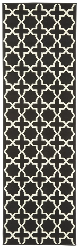 Hanse Home Glam Rug Runner, 80 x 300 cm, Soft Short Pile Rug, Geometric Design Runner for Hallway, Bedroom, Children's Room, Bathroom, Living Room, Kitchen, Decorative Runner - Black