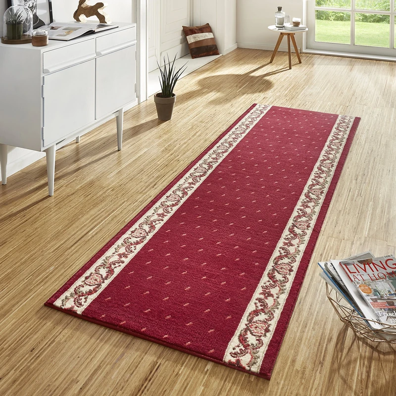 Hanse Home Short Pile Velour Runner Floret, and Colours Floret 80x450 cm red