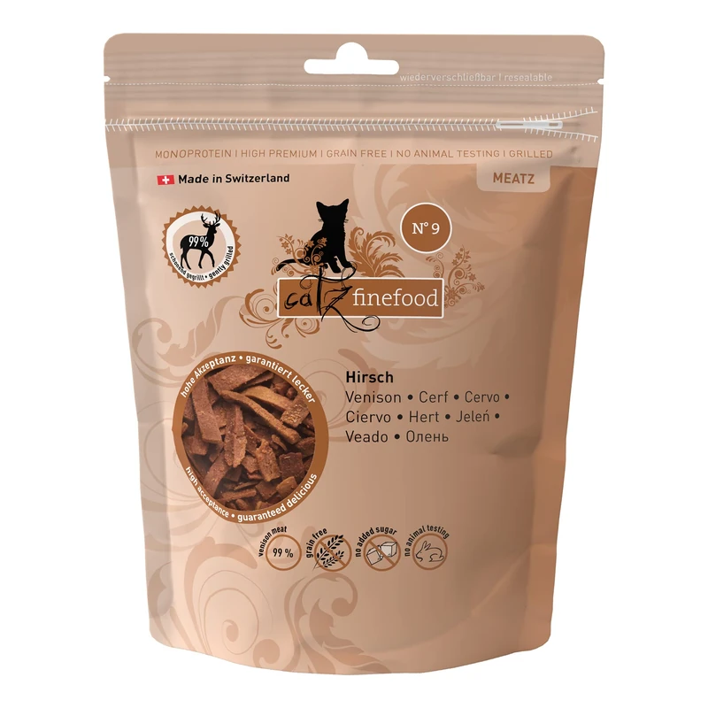 catz finefood Meatz Cat Treats, Crispy Meat Strips, Cereal-Free Cat Snack Without Sugar, Different Varieties - Chicken, Veal, Duck, Deer, Rabbit, Kangaroo