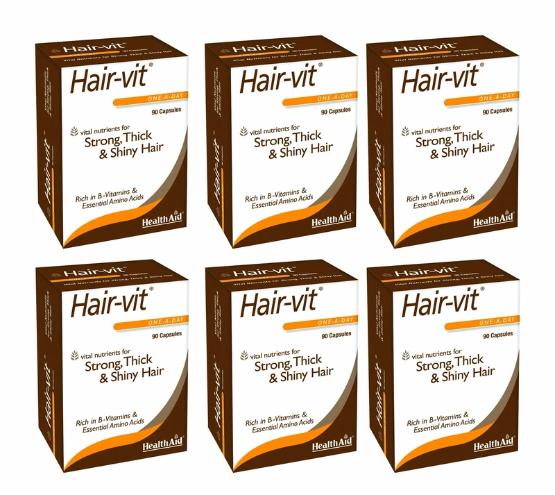 HealthAid Hair-VIT Pack of 6 x 90 Capsules (540 Capsules)