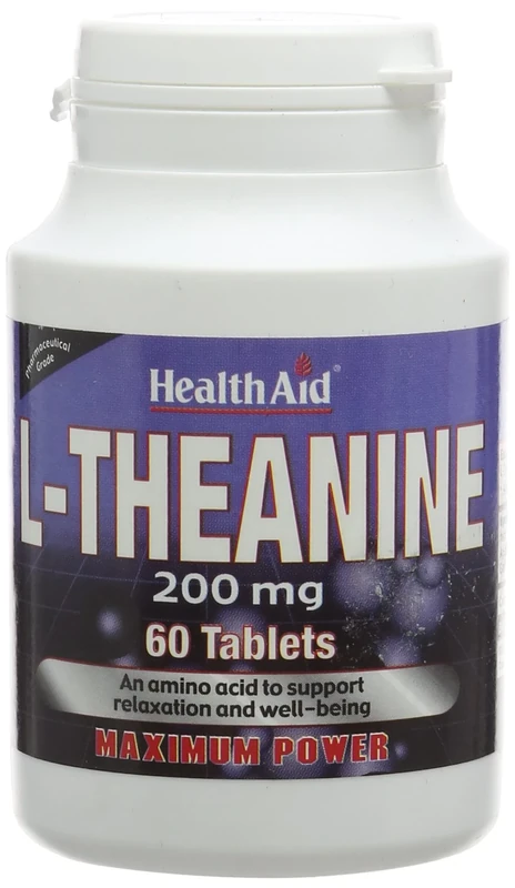 HealthAid L-Theanine 600mg Free Form Pack of 6 x 60 Vegan Tablets (360 Tablets)