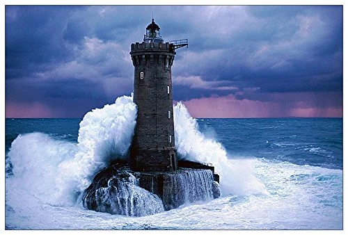 ArtPlaza "Art Studio - Lighthouse V Decorative Panel, Wood, Multi-Colour, 90 x 1.8 x 60 cm